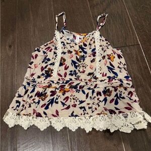 Cream floral tank top